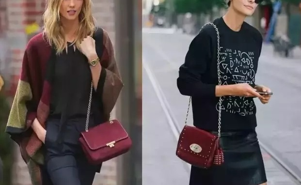 酒红色的链条包很有高级感呢